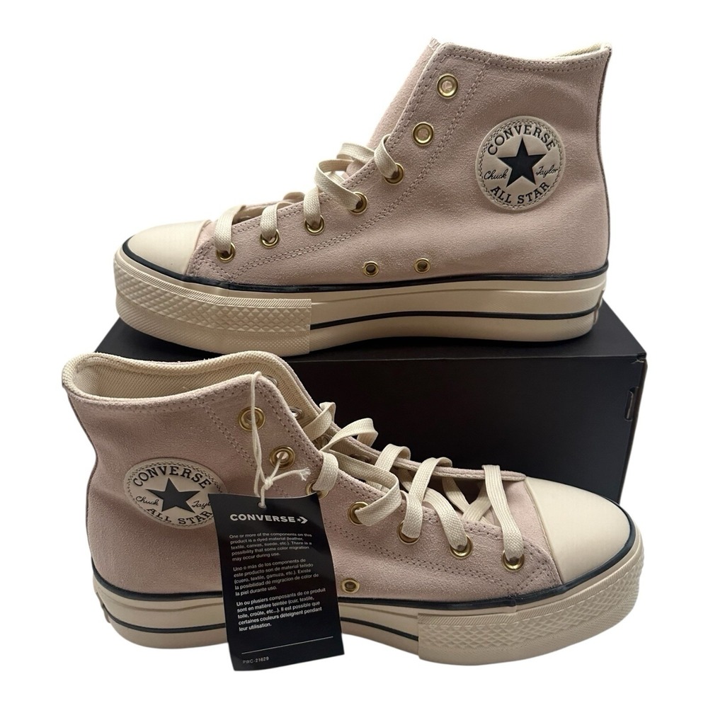 Converse Chuck Taylor All Star‎ Lift Suede Hi Shoes Womens Sz 9 Pale Fetal/Ivory